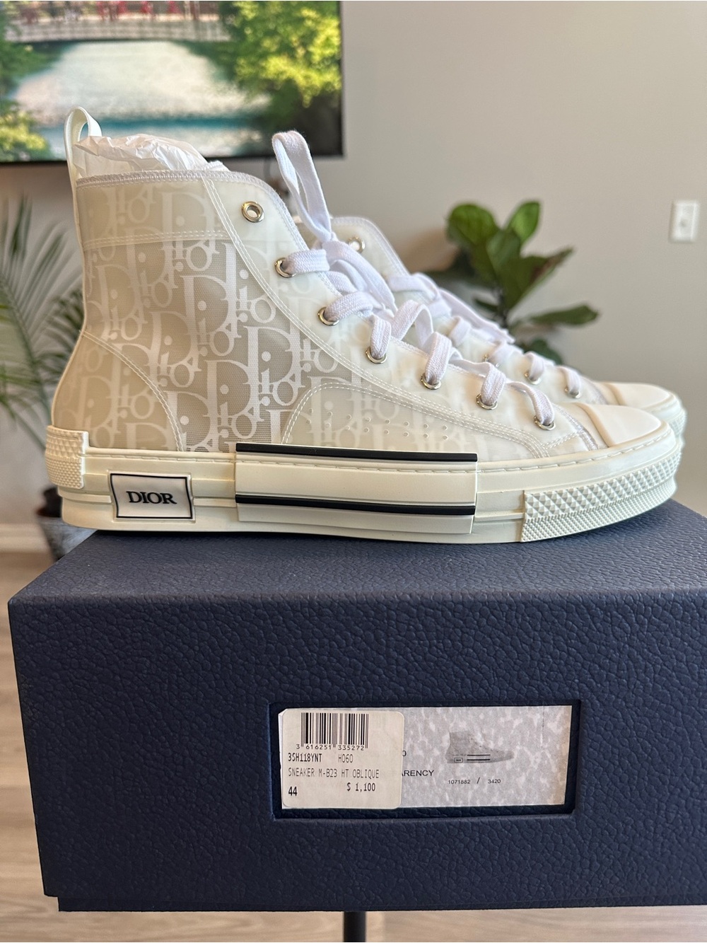 Dior Cream/Off-White Monogram High-Top Sneakers- Worn Once for a Photoshoot